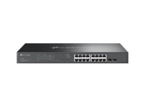 Switch TP-Link 16xRJ45 2xSFP PoE Rack Negro