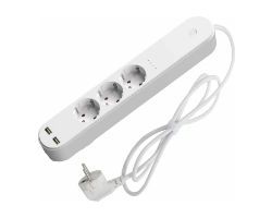 Regleta DENVER 3xSchuko 2xUSB Blanca