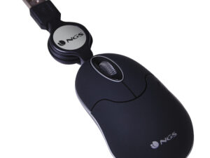 Ratón NGS Óptico USB 1000dpi Retráctil Negro