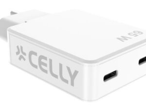Cargador CELLY GaN 65W 2xUSB-C Blanco