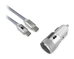 Cargador coche SUBBLIM 2Usb+cable Usb-C Plat(CHG-5CPD01
