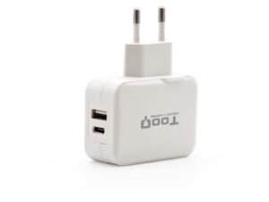 Cargador Pared TooQ USB-A/C 27W Blanco