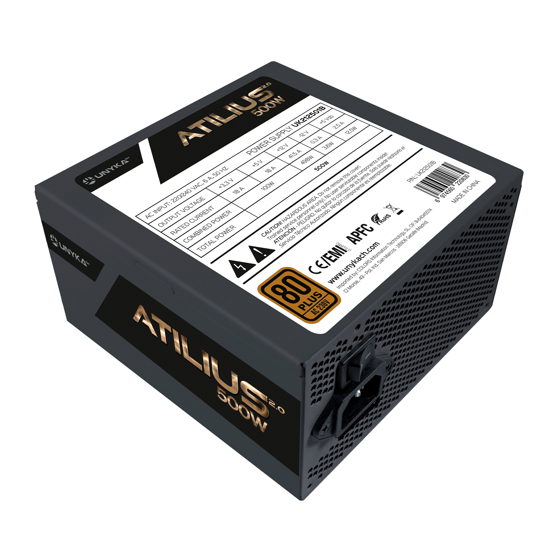 Fuente UNYKA Atilius 2.0 ATX 500W 80+ Bronze Fuente UNYKA Atilius 2.0 ATX 500W 80+ Bronze