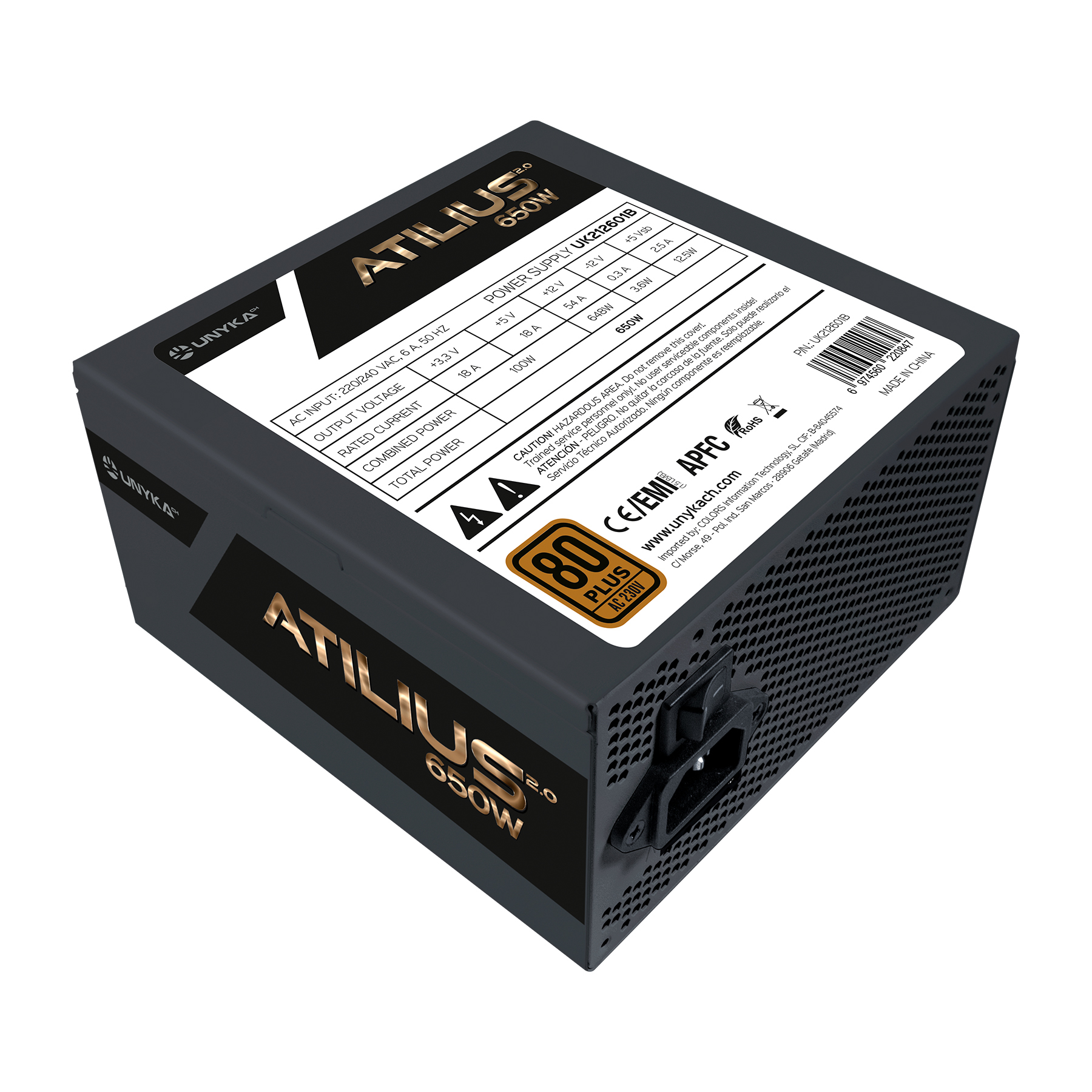 Fuente Unyka Atilius 2.0 ATX 650W 80+ Bronze Fuente Unyka Atilius 2.0 ATX 650W 80+ Bronze