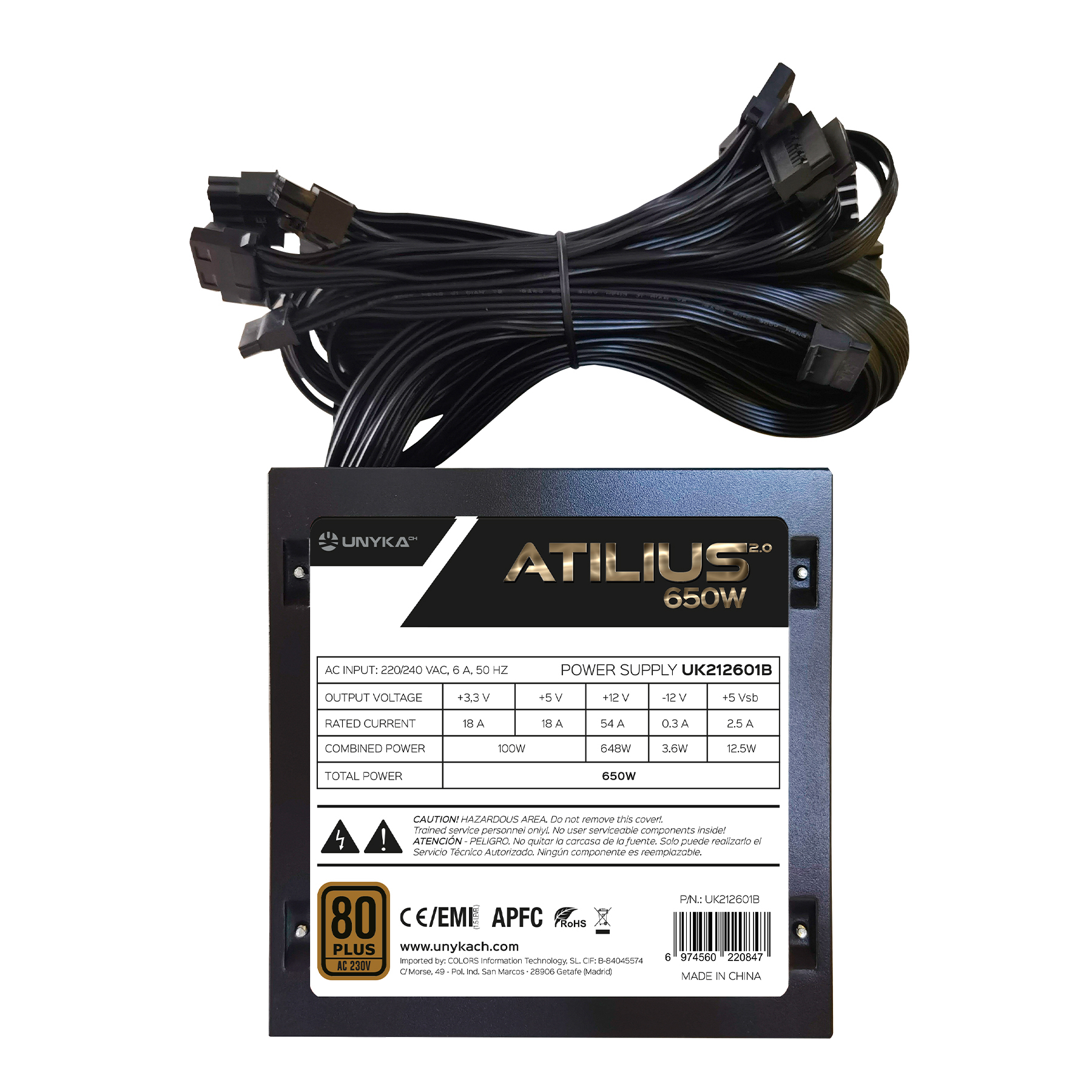 Fuente Unyka Atilius 2.0 ATX 650W 80+ Bronze Fuente Unyka Atilius 2.0 ATX 650W 80+ Bronze