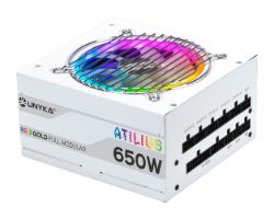 Fuente UNYKA Atilius ATX 650W 90% RGB Blanca