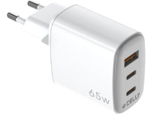 Cargador CELLY 1xUSB-A 2xUSB-C 65W