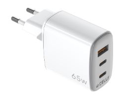 Cargador CELLY 1xUSB-A 2xUSB-C 65W
