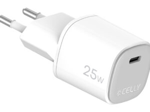 Cargador Pared CELLY 25W 1USB-C Blanco