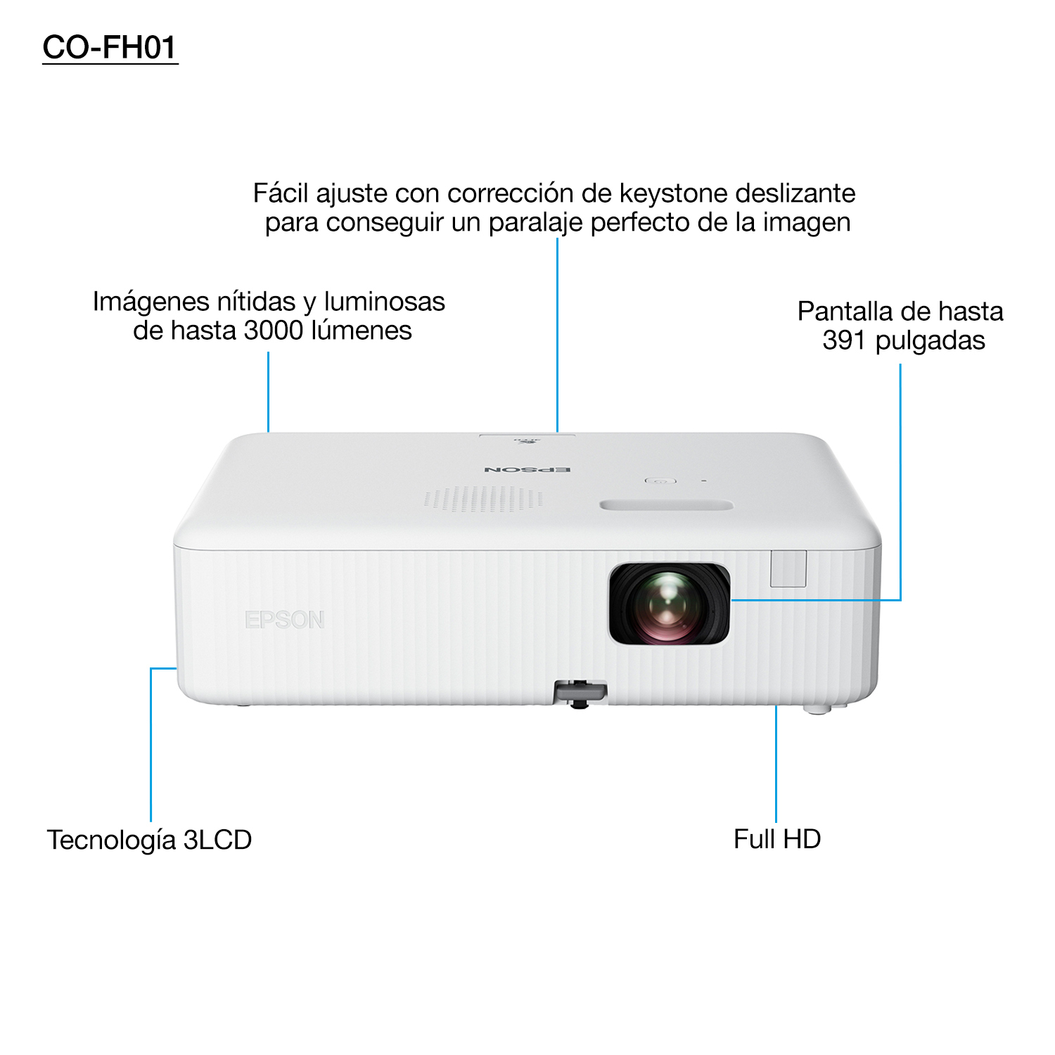 Proyector Epson CO-FH01 3000L FHD Blanco Proyector Epson CO-FH01 3000L FHD Blanco