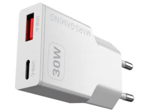 Cargador Pared Mars Gaming 30W USB-A/C Blanco