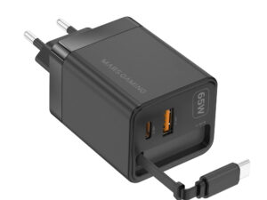 Cargador Mars Gaming Retráctil USB-A/C Negro
