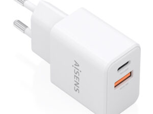 Cargador AISENS GaN 20W USB-A USB-C Blanco