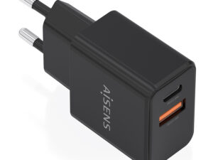 Cargador AISENS GaN 20W 1USB-C 1USB-A Negro