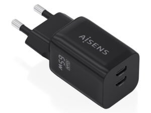 Cargador de Pared AISENS 65W 2xUSB-C Negro