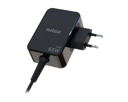 Cargador NILOX GaN 65W USB-C 1.8m Negro