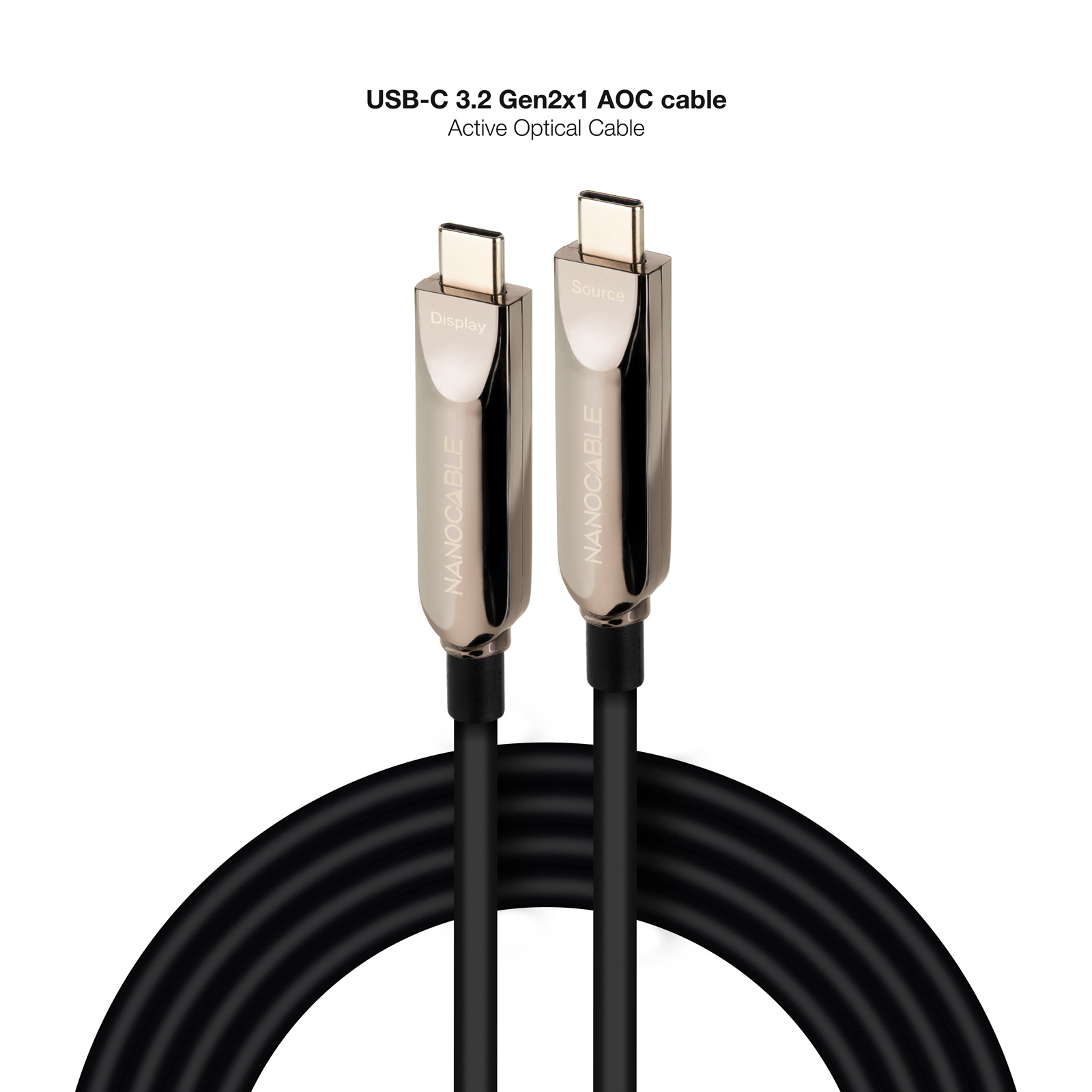 Nanocable USB-C/M a USB-C/M 60W 5m Negro Nanocable USB-C/M a USB-C/M 60W 5m Negro