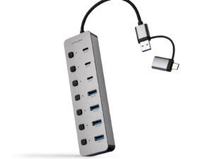 HUB Nanocable USB-A/C a USB-A/C Plata