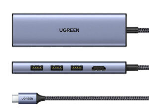 Hub Ugreen CM511 USB-C a 3xUSB-A/1xHDMI Plata