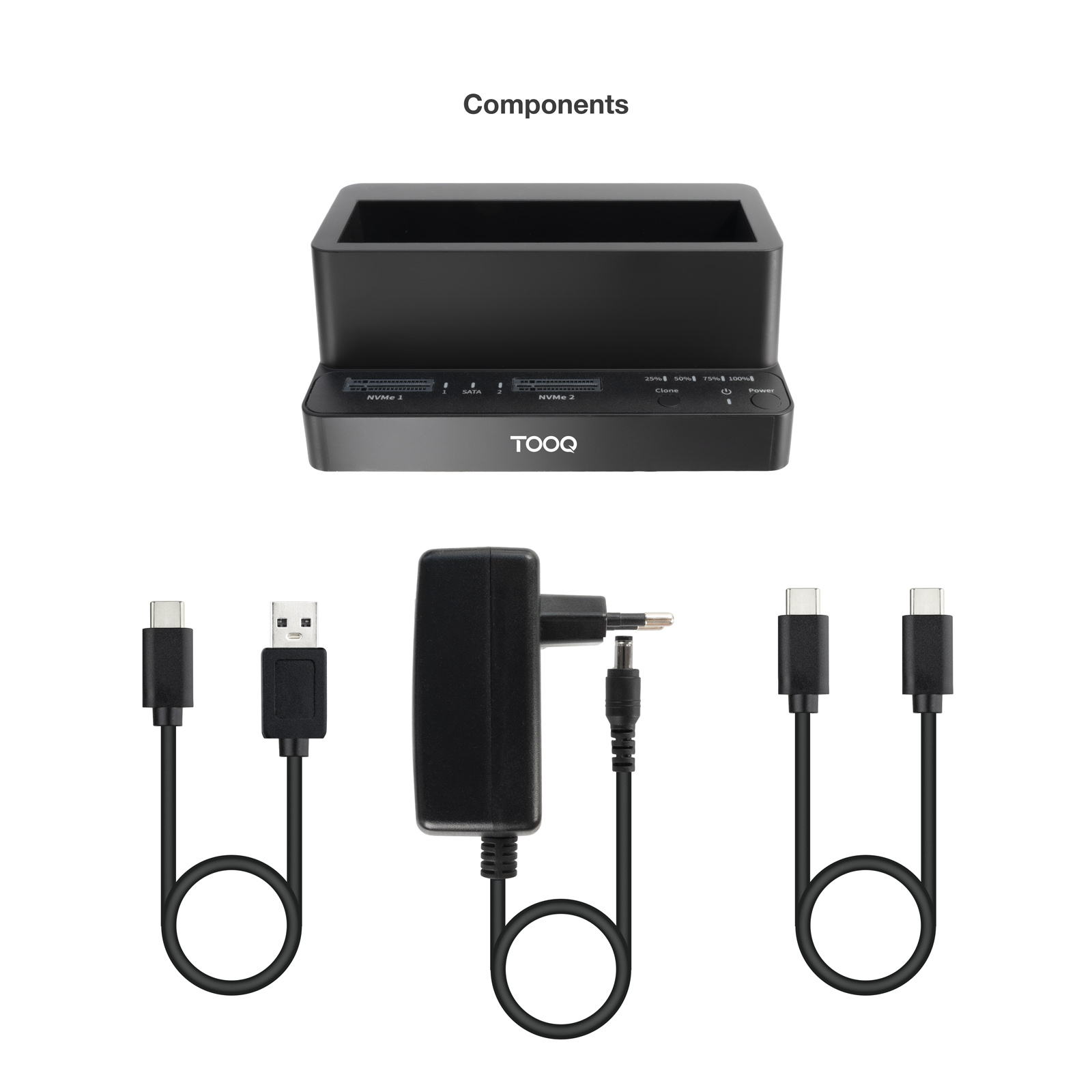 Docking TooQ SSD/HD USB-C PCIe SATA Negro Docking TooQ SSD/HD USB-C PCIe SATA Negro